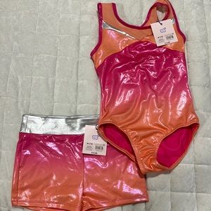 Girls gymnastics leotard and shorts